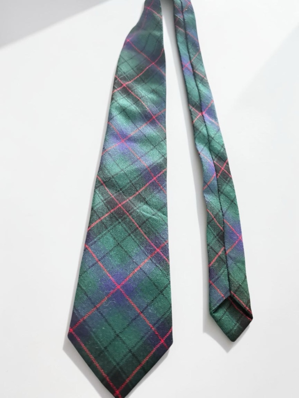 Scottish Wool Tie Davidson Tartan Green Plaid Made in Scotland